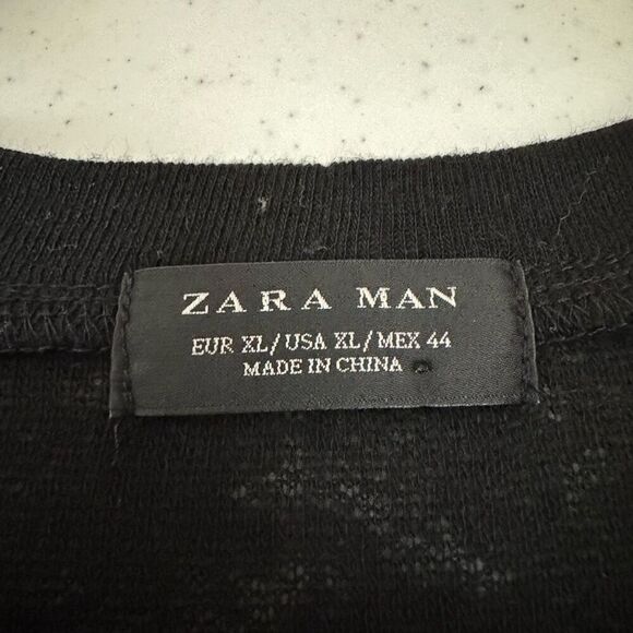 Zara Man Black Wool Blend Long Sleeve Lightweight Knit Size XL Baggy Fit - Picture 7 of 11